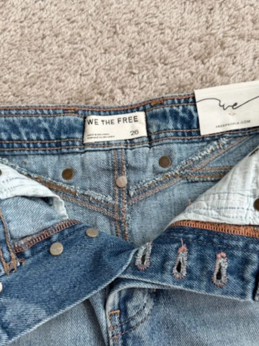 Free People We The Free Suzy Denim Midi Skirt Light Wash Size 26 NWT